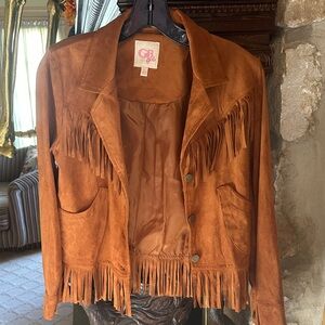 Brown Fringe Jacket Kids GB girls size l new with tags